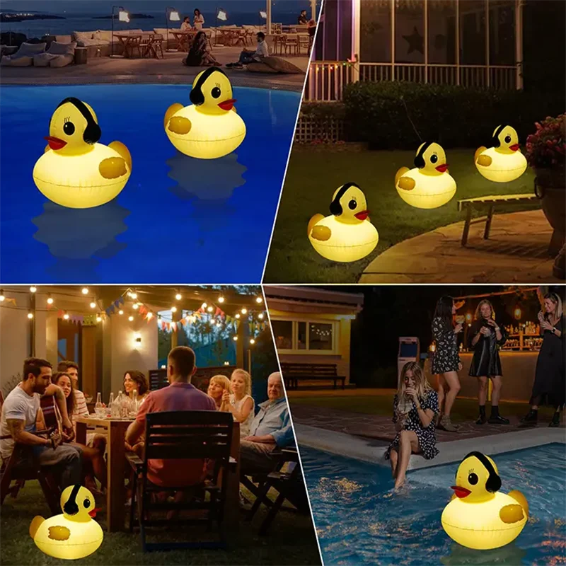 Solar RGB LED Little Duck Floating Pool Light | Inflatable PVC Floating Pool Light Qme