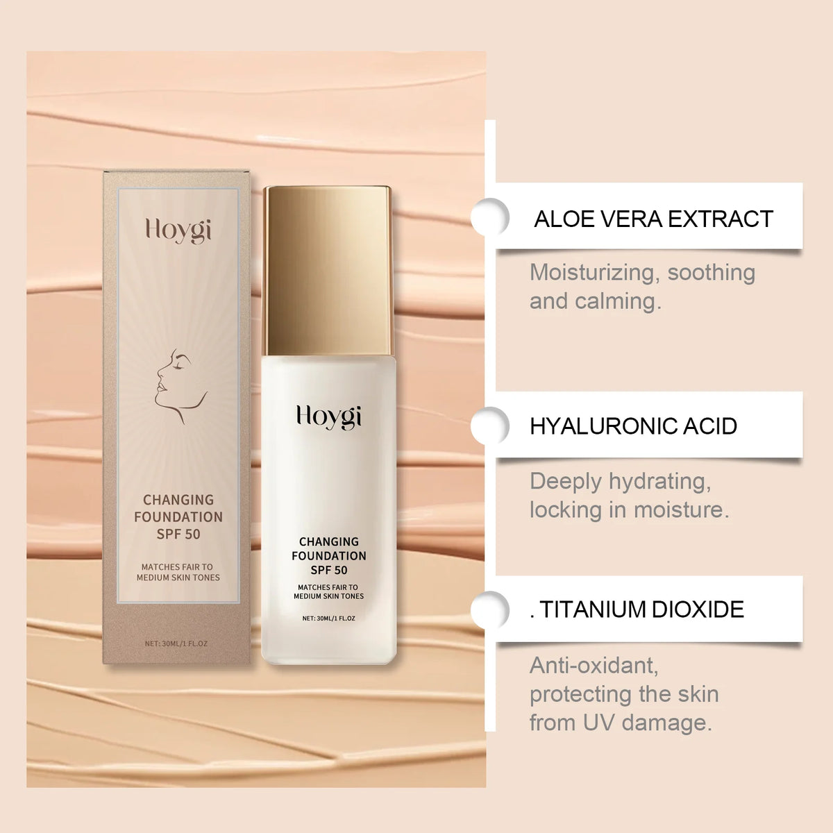 Hoygi Matte Liquid Foundation – Lightweight, Brightening, All Skin Liquid Foundation Qst