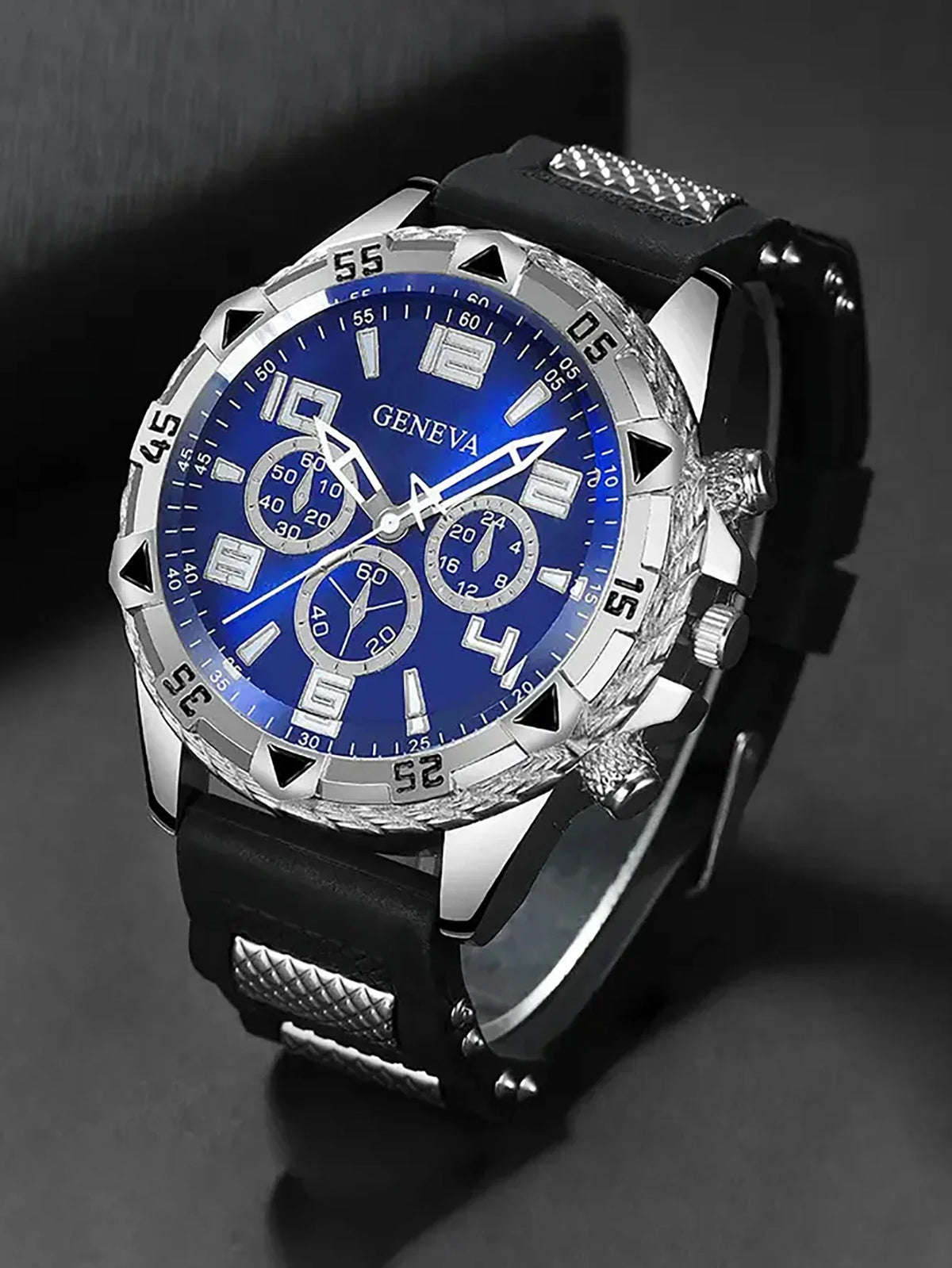 Men's Round Case Quartz Watch & Alloy Bracelet Set Quartz Watch Set Qme