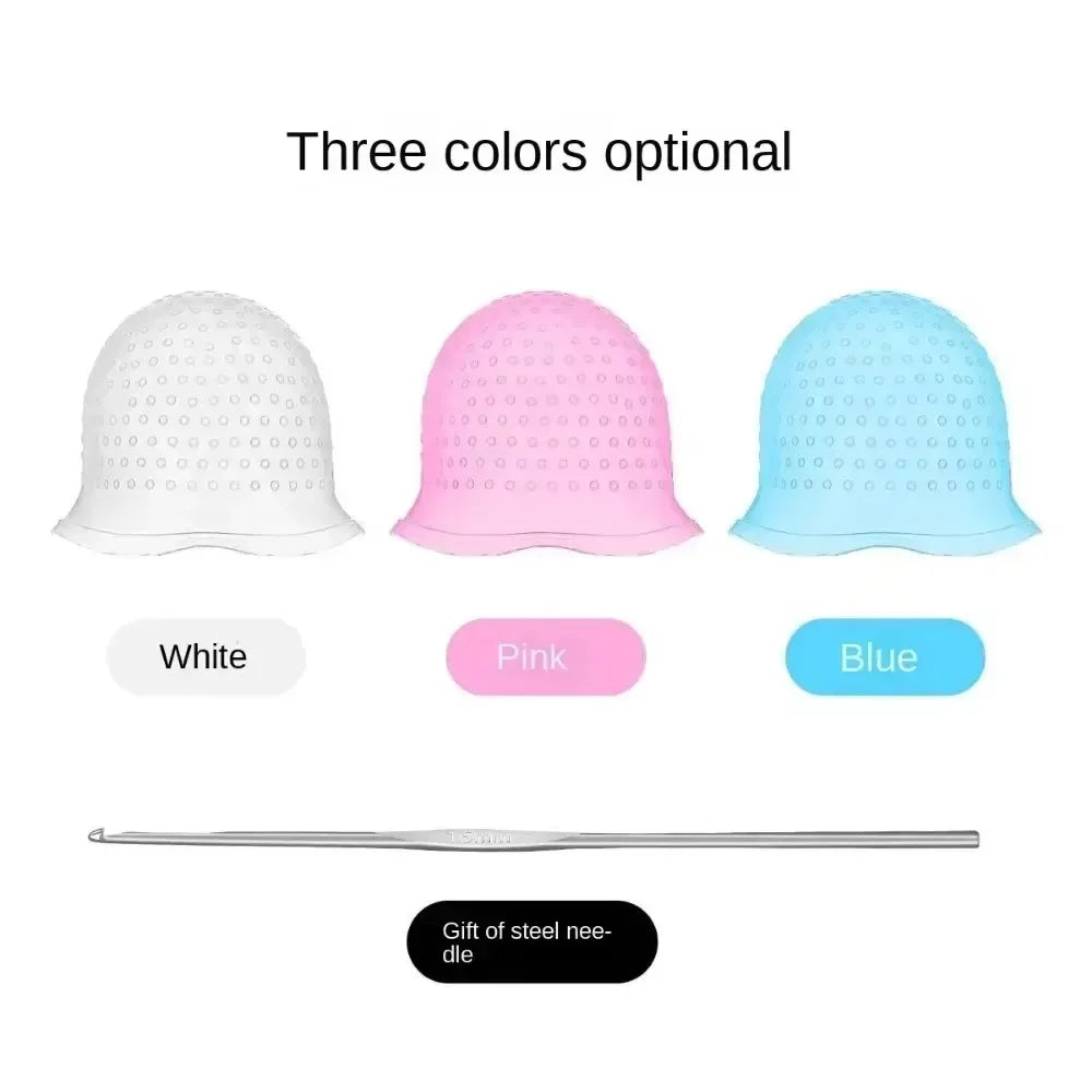 Professional Silicone Hair Dyeing Cap with Metal Hooks – 2 Pack Hair Dyeing Cap Qme