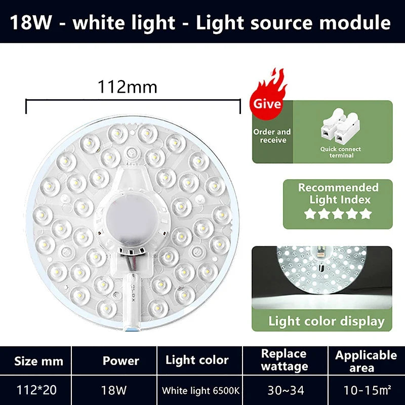 AC220V LED Round Panel Light with Magnetic Mounting | 7 Colors LED Panel Light Qme 18W white light