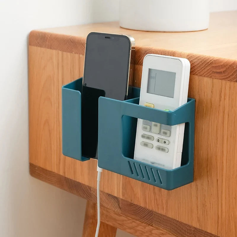 Wall-Mounted No-Drill Remote Control & Phone Storage Rack Wall Storage Rack Qme