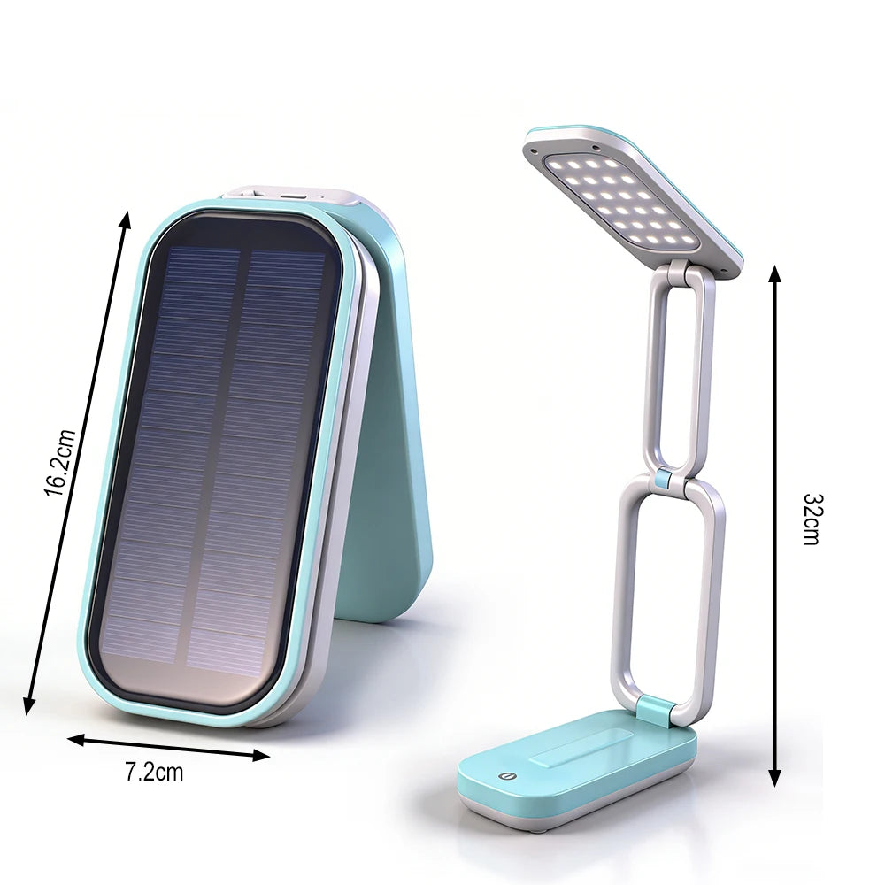 Solar Foldable LED Desk Lamp | USB Charging, 3 Brightness Modes LED Desk Lamp Qst Blue 0-5W