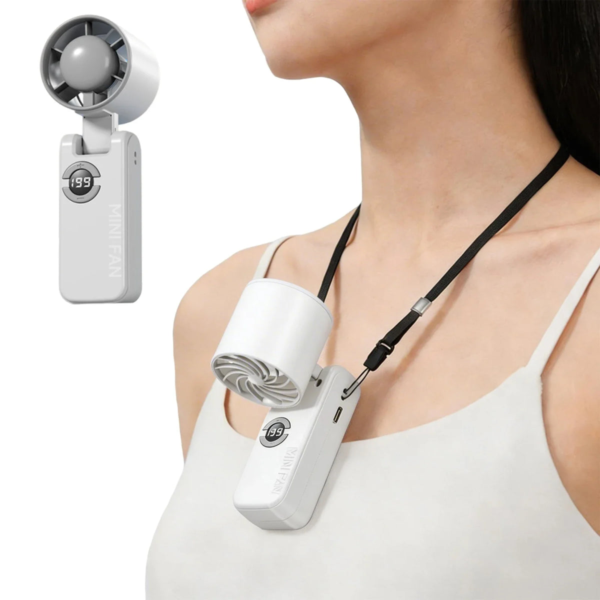 Portable Rechargeable Hanging Turbo Fan – Type-C USB Charging Portable Rechargeable Fan Qme