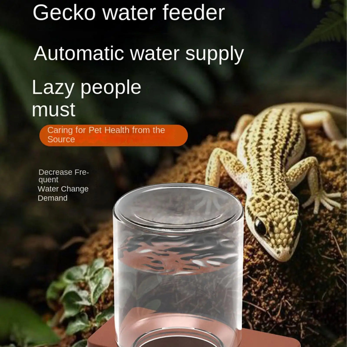 Reptile Automatic Water Fountain Dish for Tortoise & Gecko Reptile Water Dish Qme