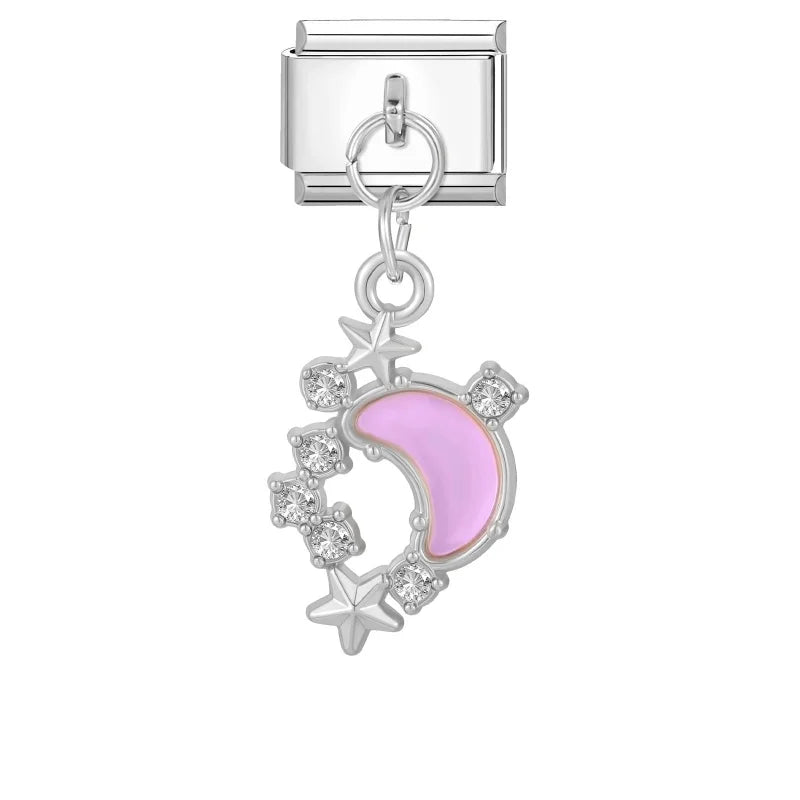 Zircon Crystal Italian Charm Link – Stainless Steel Bracelet