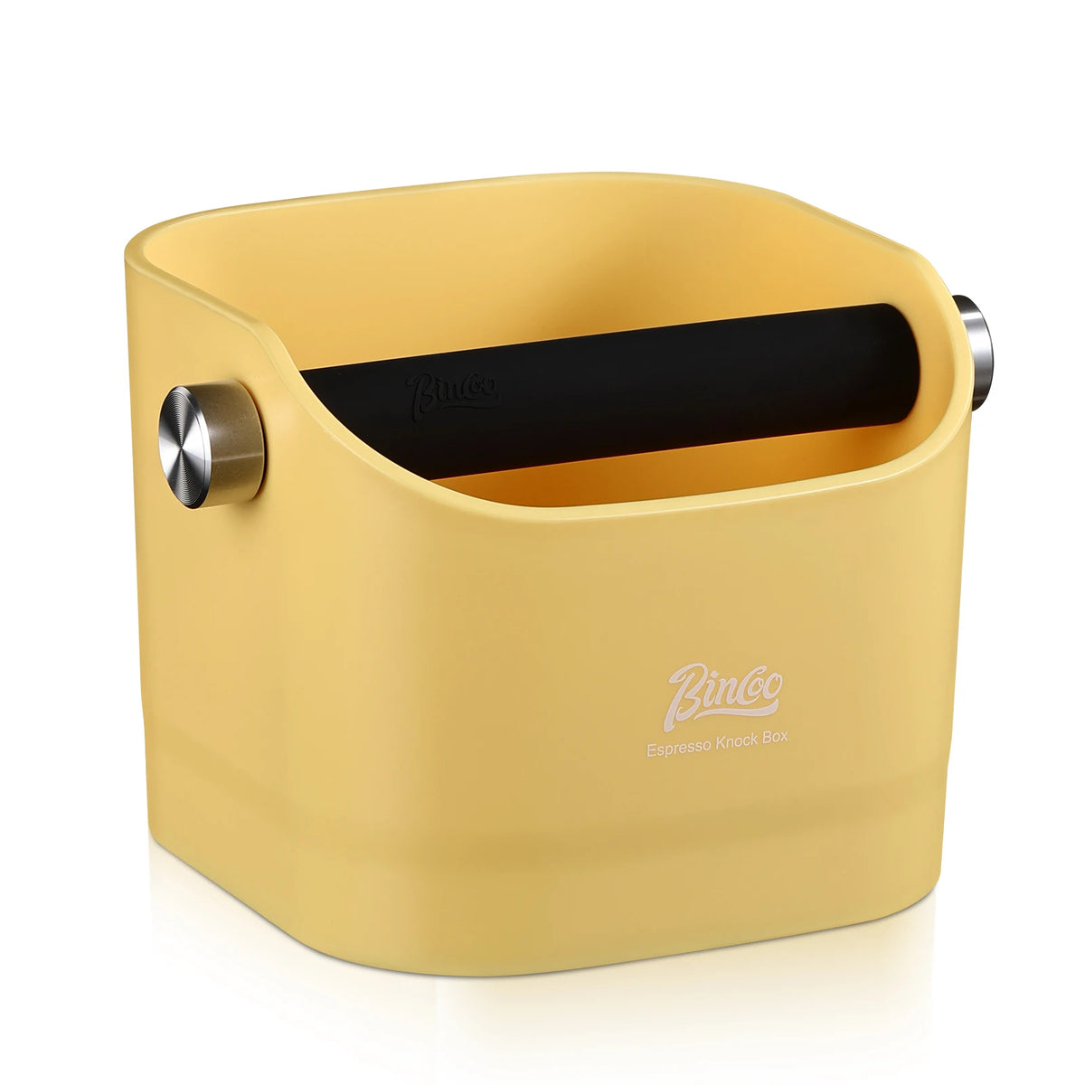 Bincoo Espresso Knock Box – Anti-Slip Coffee Grounds Dump Bin Espresso Knock Box Qst yellow