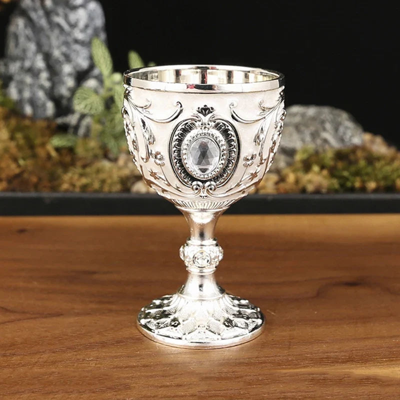 Vintage Embossed Metal Chalice Goblet – Wine & Décor Cup Decorative Chalice Goblet Qme A7