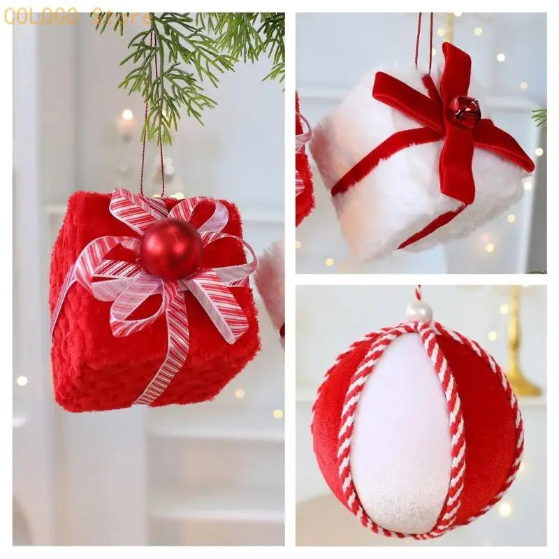 Soft Velvety Christmas Tree Hanging Ornaments | 3 Colors Christmas Tree Ornament Qme