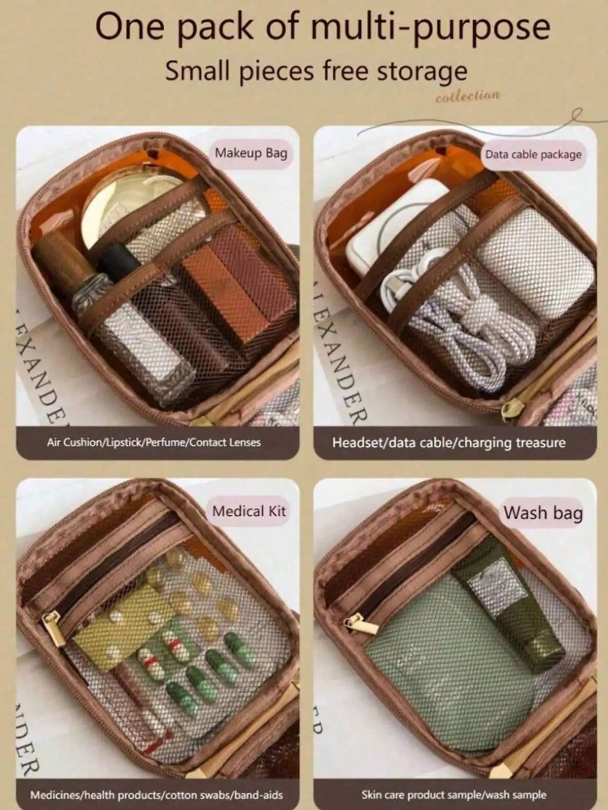 Women's Large Capacity Portable Cosmetic Bag | Polyester Cosmetic Travel Bag Qme
