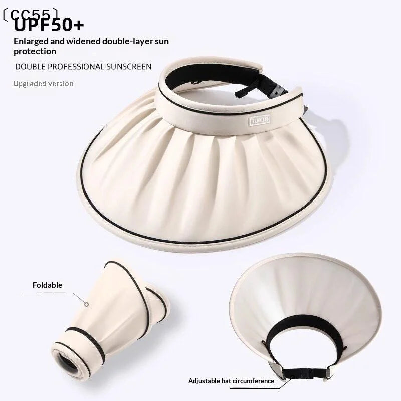 Women's UPF 50+ Large Brim Foldable Open Top Sun Hat Women's Sun Hat Qst