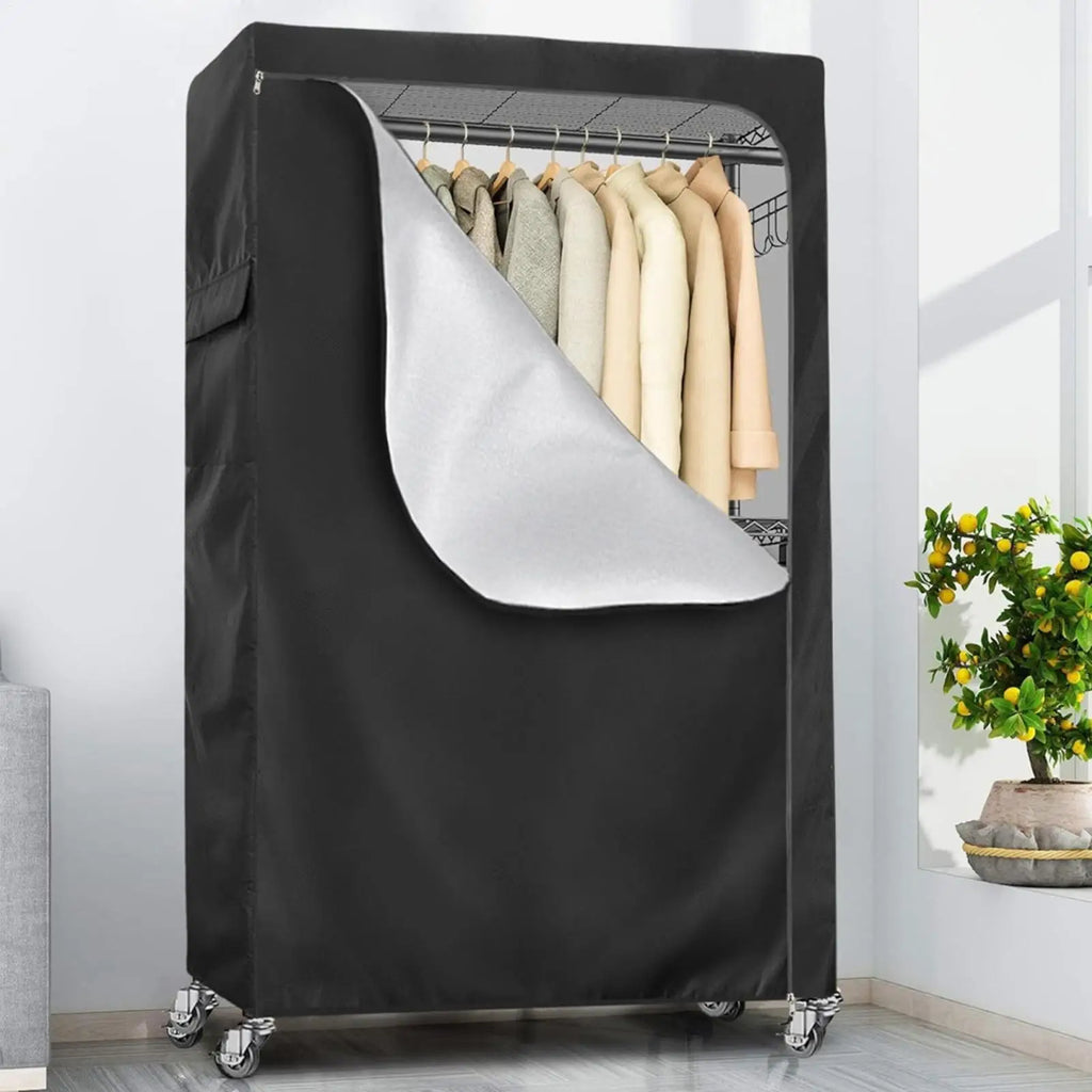 Oxford Waterproof Garment Rack Cover with Zipper – Dustproof Garment Rack Cover Qme