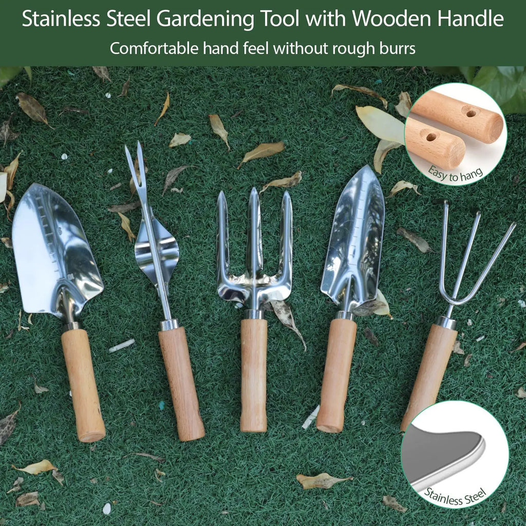 10-Piece Garden Hand Tool Set with Oxford Carry Tote Bag Garden Tool Set Qst