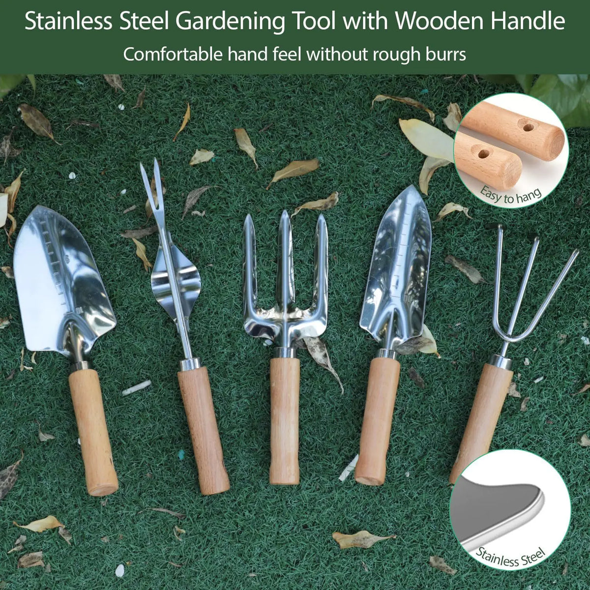10-Piece Garden Hand Tool Set with Oxford Carry Tote Bag Garden Tool Set Qst