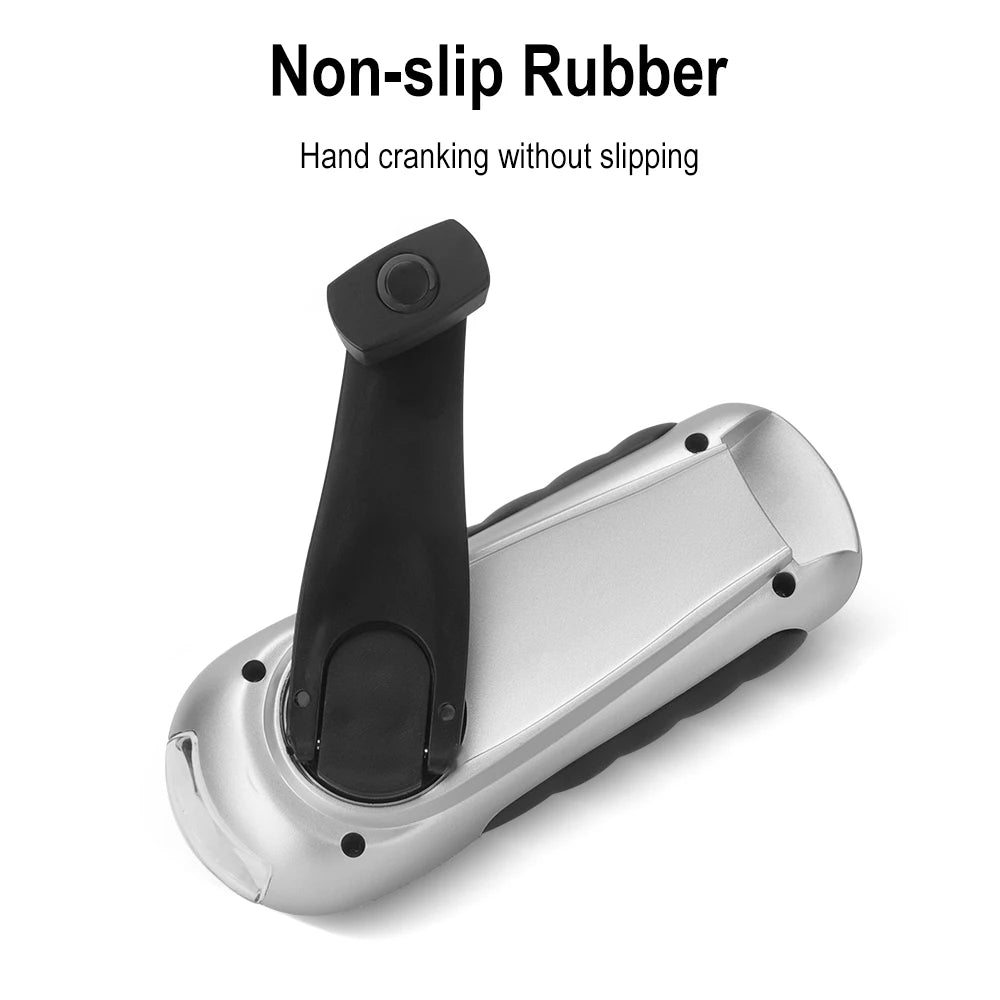 BORUIT Hand Crank LED Flashlight – Emergency Survival Torch Hand Crank Flashlight Qst