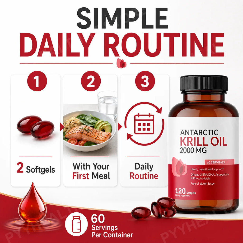 Antarctic Krill Oil 2000mg Omega-3 EPA DHA Astaxanthin 120 Softgels Krill Oil Supplement Qst