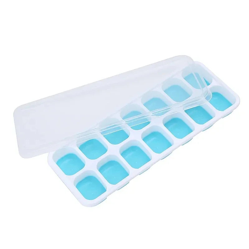 Silicone Ice Cube Trays with Lids, Set of 2 – Reusable Silicone Ice Cube Tray Qme Blue 2pcs