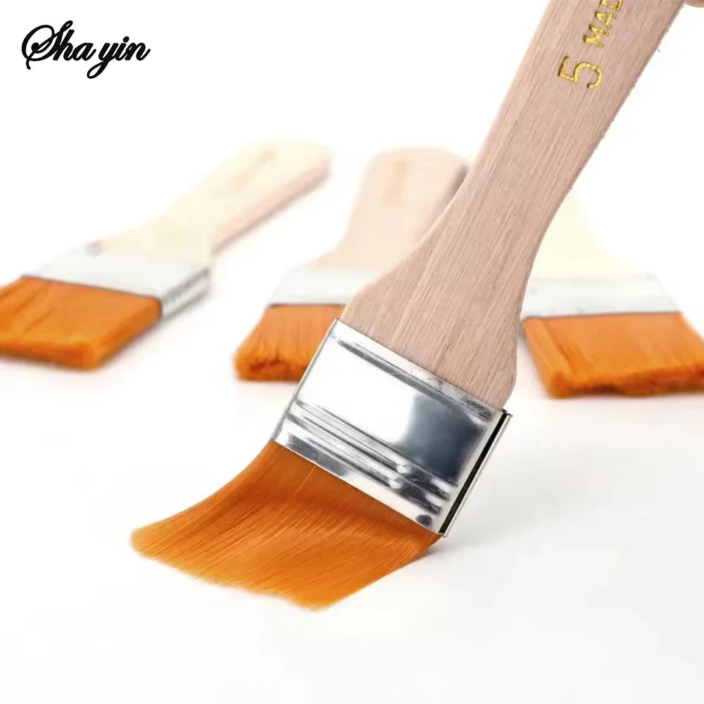 Oil Painting Brush Set – Nylon Bristles & Wooden Handle Oil Painting Brush Set Qme