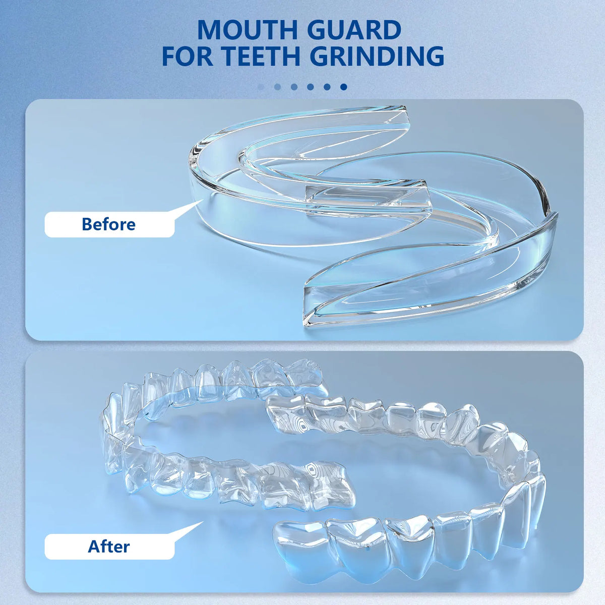 Moldable Night Guard & Whitening Tray 6-Pack | Boil & Bite Fit Dental Night Guard Qst