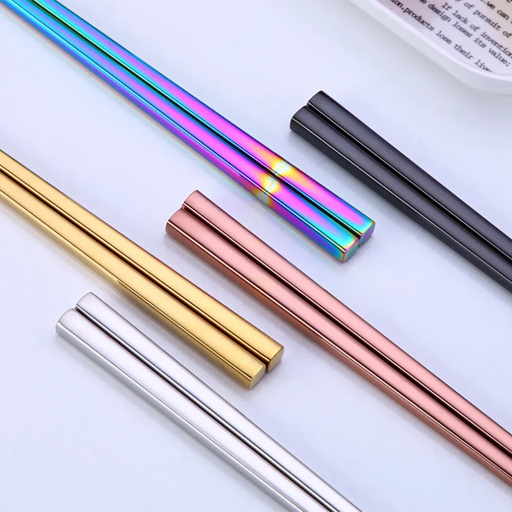 Stainless Steel Anti-Slip Chopsticks – Colorful, 23cm, 1 Pair Stainless Steel Chopsticks Qme