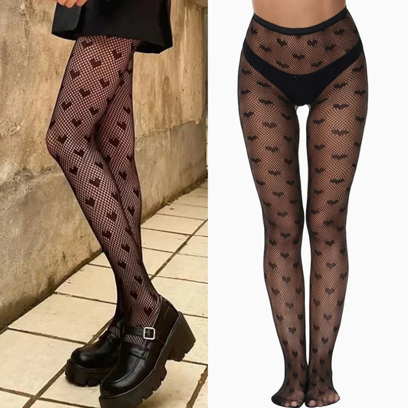 Y2K Gothic Hollow Fishnet Pantyhose | Lolita Thigh Stockings Fishnet Pantyhose Qme A11 One Size