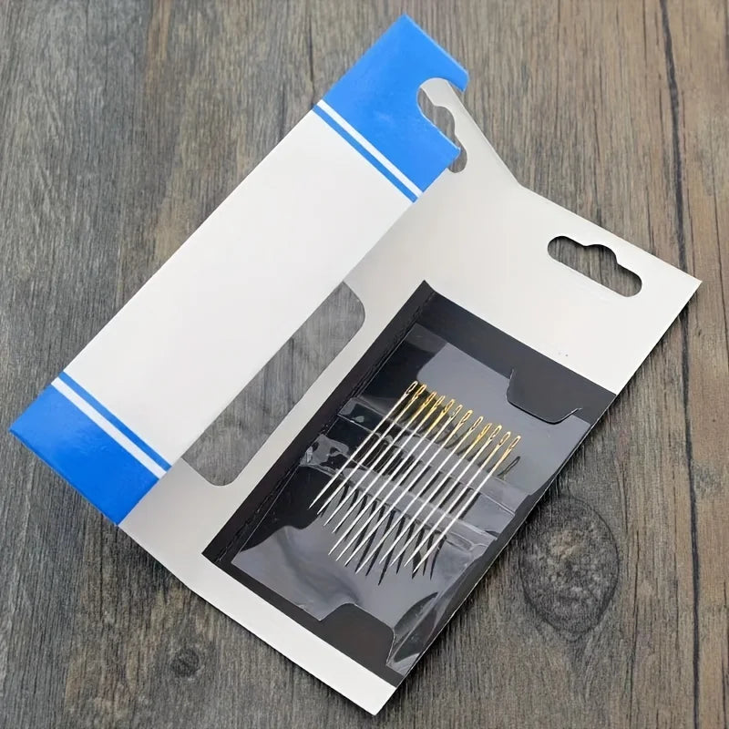 Self-Threading Hand Sewing Needles Set of 12 – Stainless Steel Self-Threading Needles Qme