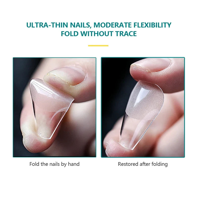 NAILPOP Press-On Coffin Nails – Clear Acrylic Fake Nail Tips Press-On Nails Qme