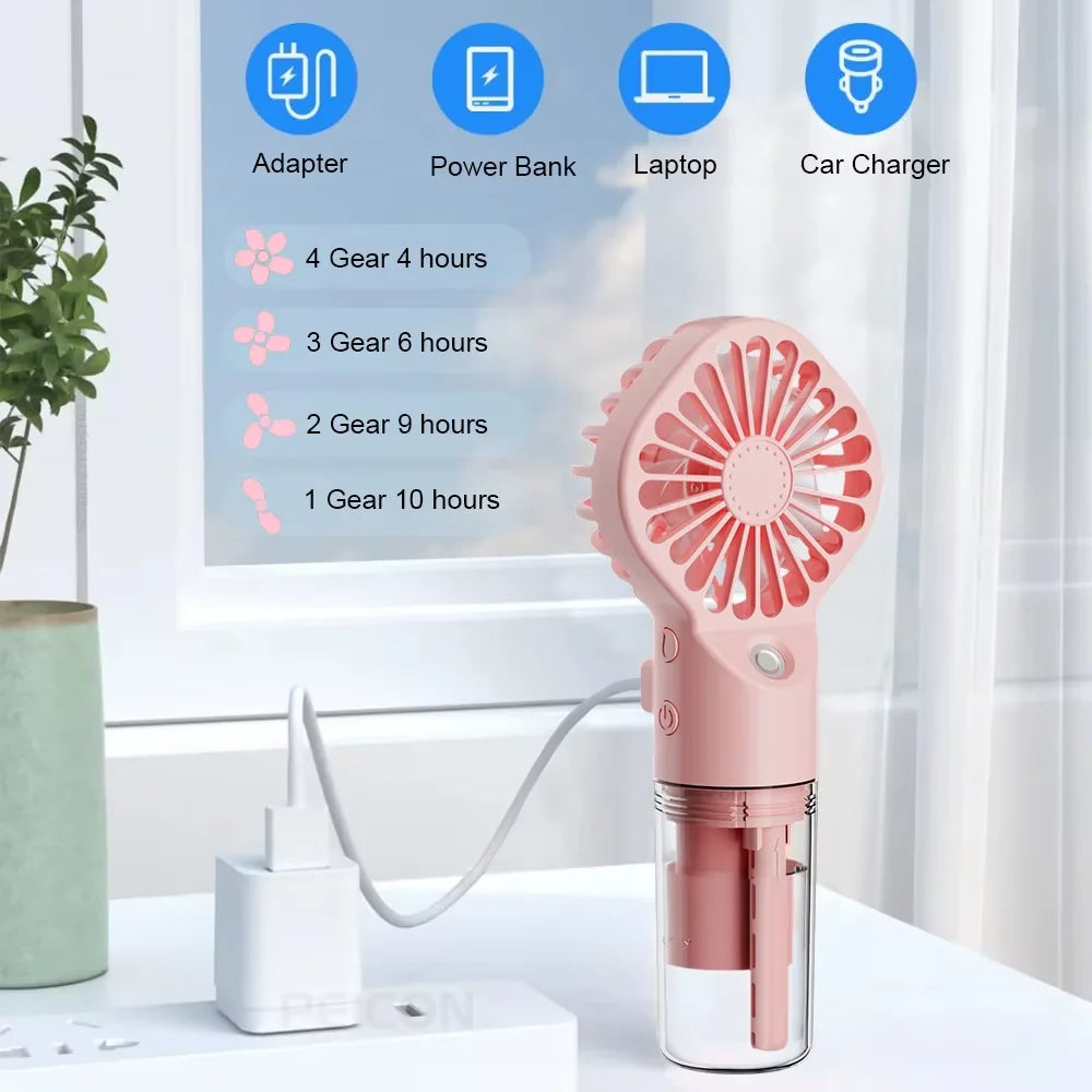Handheld Mist Fan USB Rechargeable 4-Speed Portable Spray Fan Handheld Mist Fan Qst