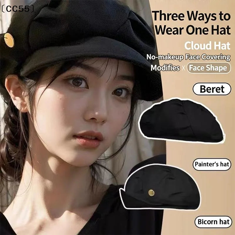 Women's Large Head Beret – Cloud Octagonal Casual Hat Women's Beret Hat Qst