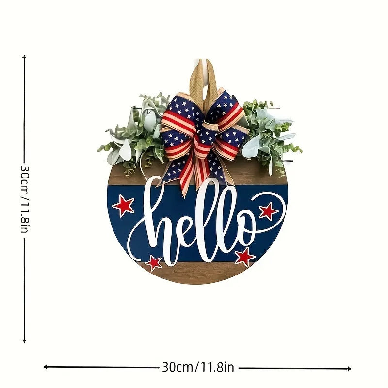 4th of July Wood Door Wreath Hanging Sign | US Festival Decor Holiday Door Wreath Qme 1pc M