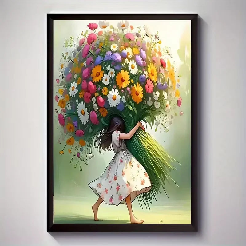 Frameless Canvas Wall Art – Cartoon Girl Print 12x16 Inches Canvas Wall Art Qst No frame 40x60cm Unframed
