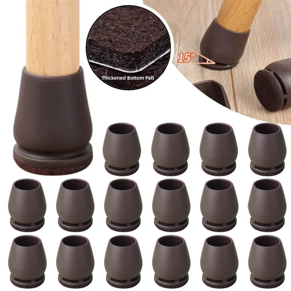 TPE Chair Leg Protectors with Thick Felt Pads – 8 Pack Furniture Floor Protectors Qme