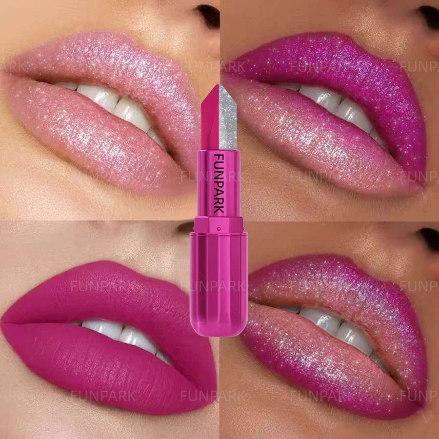 Glitter Two-Tone Matte Lipstick – High Pigment Long-Lasting Matte Glitter Lipstick Qme