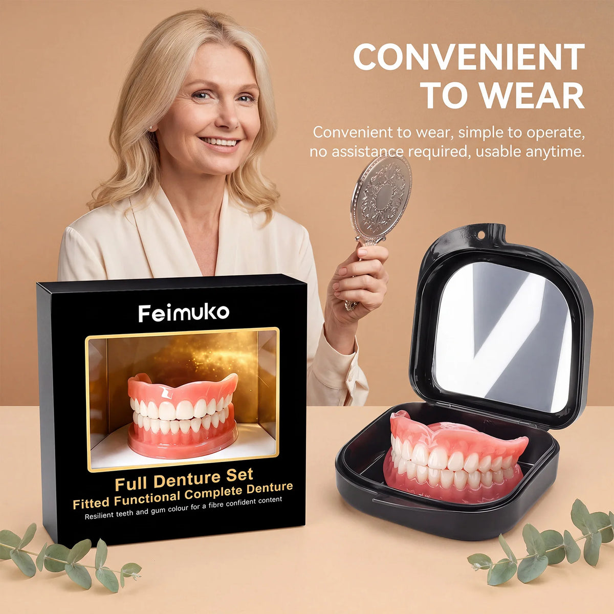 Resin Denture Set – Natural Fit for Men & Women | Oral Care Cosmetic Denture Set Qst