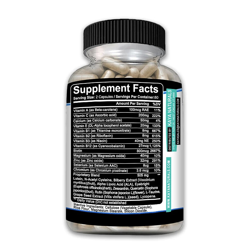 Eye Vitamins Lutein Zeaxanthin & Bilberry Extract | 30/60/120ct Eye Health Supplement Qst