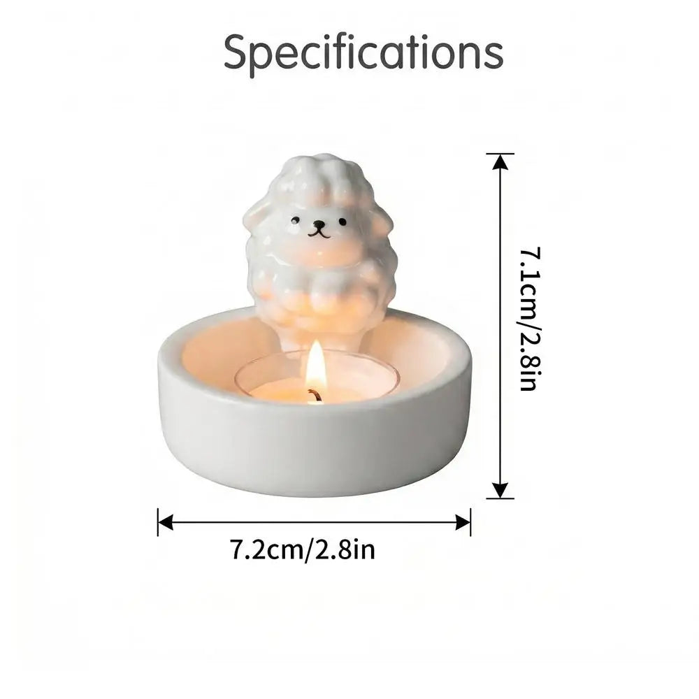 Cute Ceramic Tealight Holder – Aesthetic Table Centerpiece Ceramic Tealight Holder Qme White CN