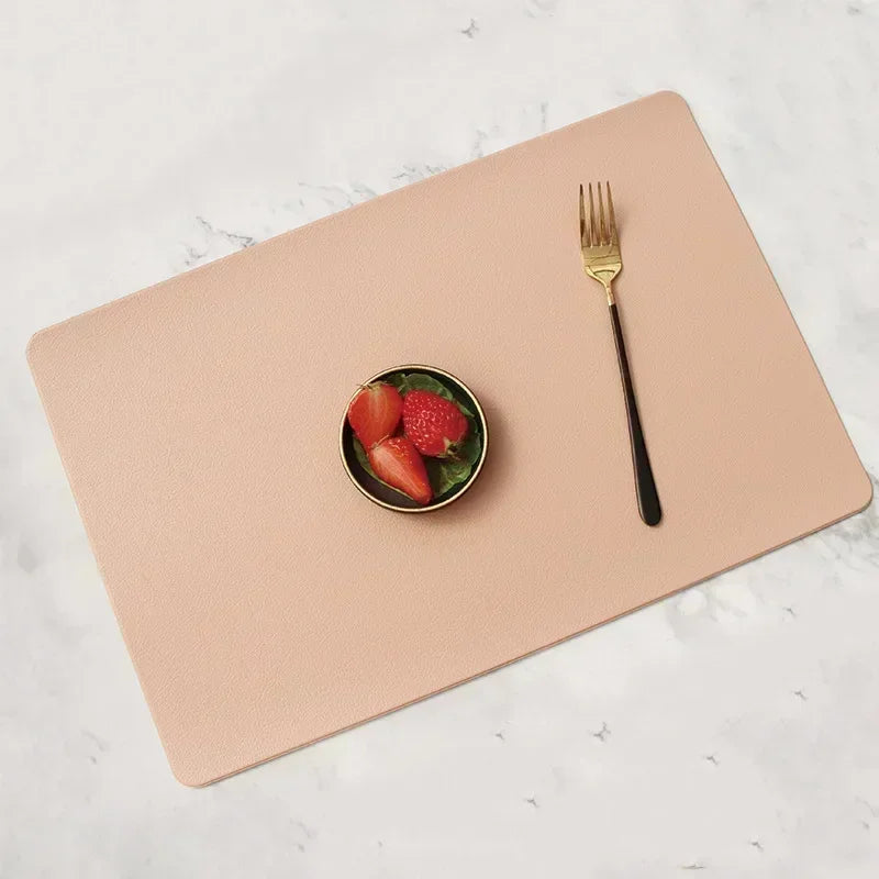 Nordic PVC Leather Placemat – Waterproof Table Mat, 7 Colors Leather Placemat Qme Pink L