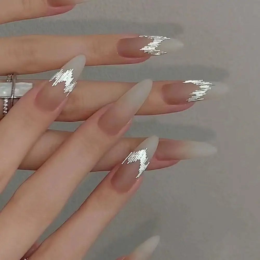 Gloss Silver Metal Strip Nail Art Decorations – Reflective 3D Nail Art Strips Qme
