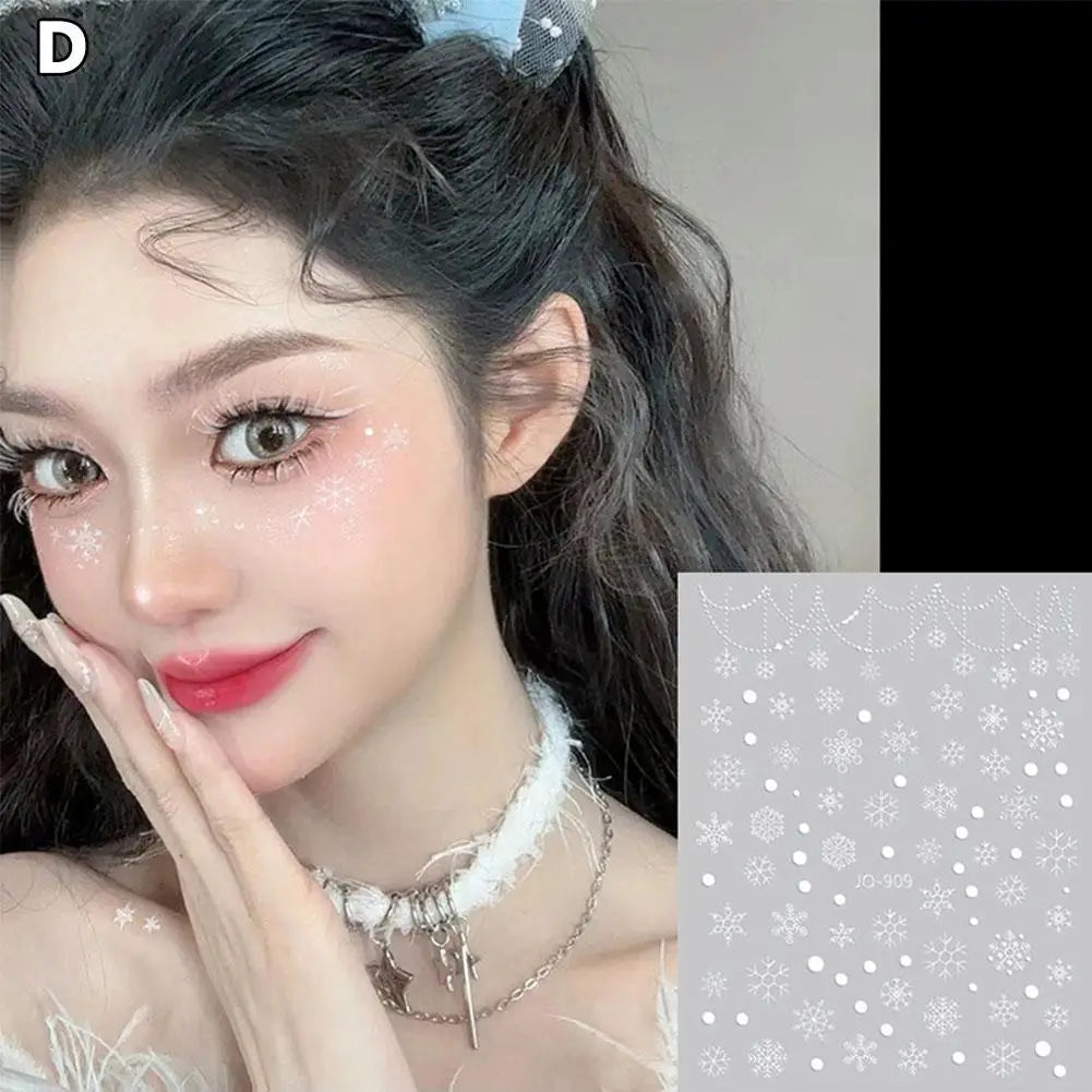 5D Christmas Snowflake Face & Eye Makeup Stickers | 12 Colors Eye Makeup Stickers Qme D CN