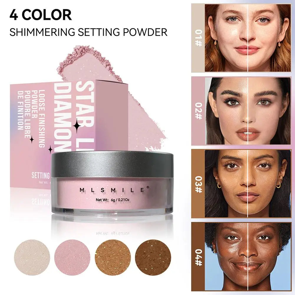 MLSMILE Shimmer Glitter Loose Setting Powder – Oil Control Loose Setting Powder Qme