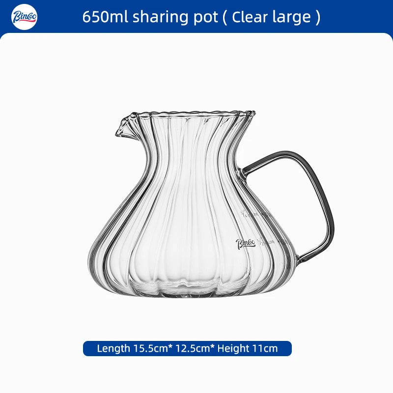 Bincoo Ribbed Glass Pour Over Coffee Carafe with Handle Glass Coffee Carafe Qst Dull
