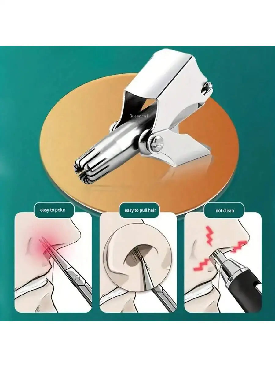 Men's Manual Stainless Steel Nose Hair Trimmer | Round Head Nose Hair Trimmer Qme