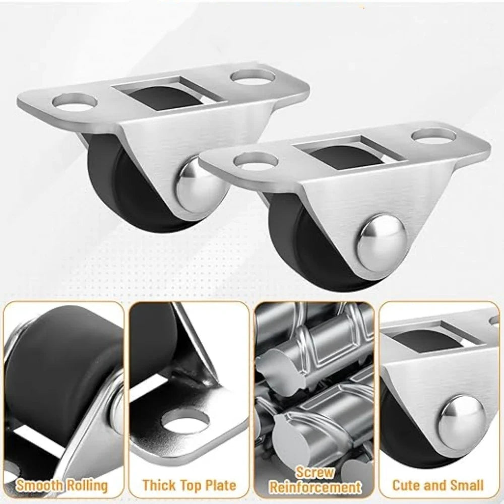 8-Pack Mini Silent Caster Wheels – TPE Roller for Sliding Doors Mini Caster Wheels Qme