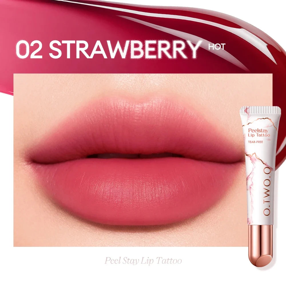O TWO Peel-Off Lip Stain Tattoo | 48H Color-Lock, 4 Shades Peel-Off Lip Stain Qme 02 Strawberry China Mainland
