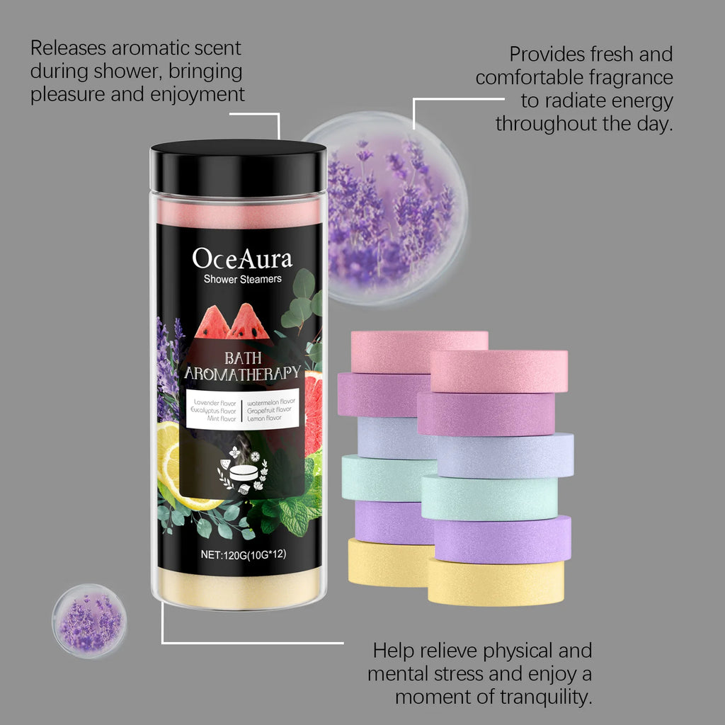 OceAura Shower Steamers 12 Pack – Aromatherapy Spa Gift Set Shower Steamers Qst