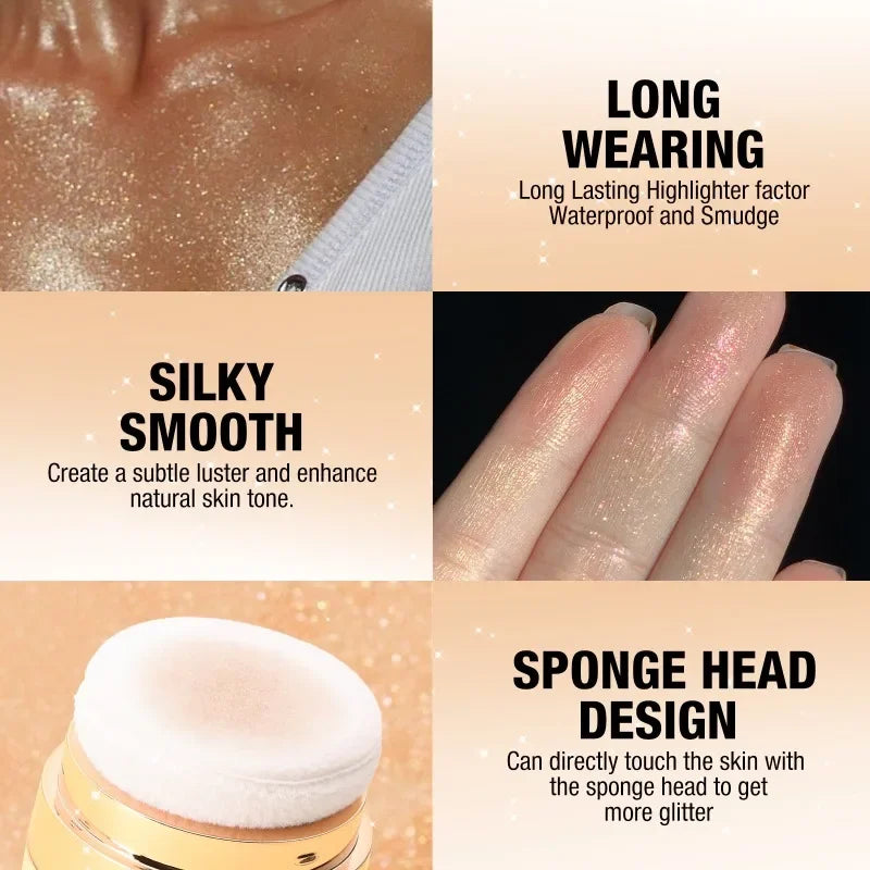 Glitter Highlighter Powder – Diamond Glow Face & Body Shimmer Glitter Highlighter Powder Qme