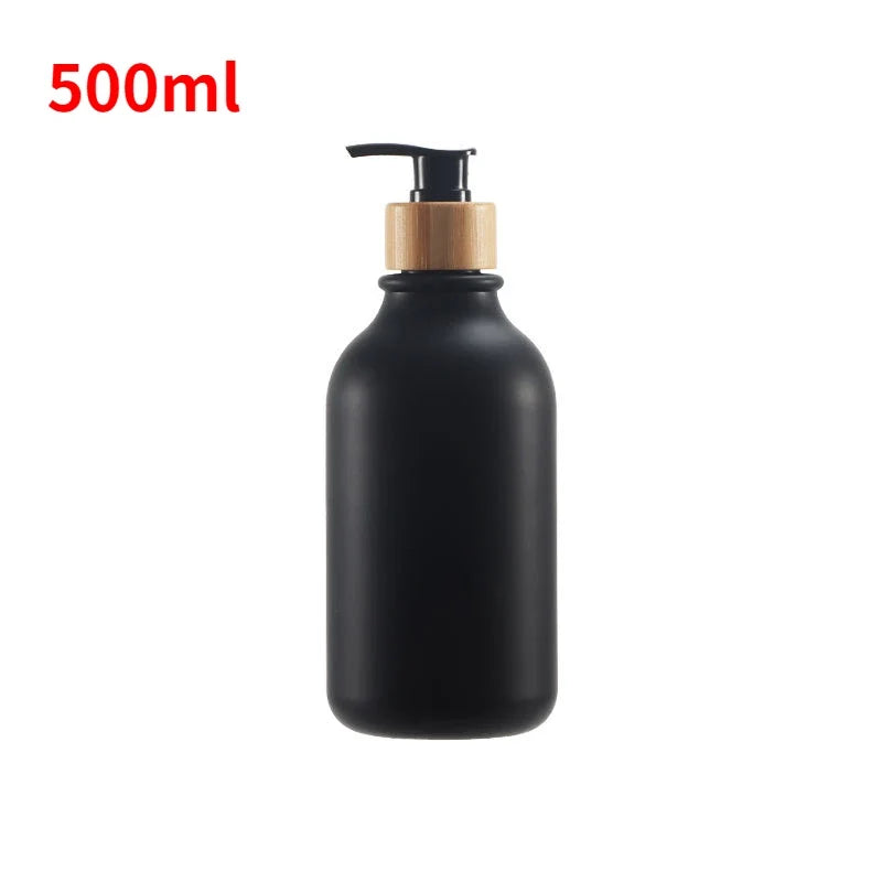 Wood Pump Soap Dispenser Bottle – Refillable Liquid Container Soap Dispenser Qme 500ml-black-woodpump