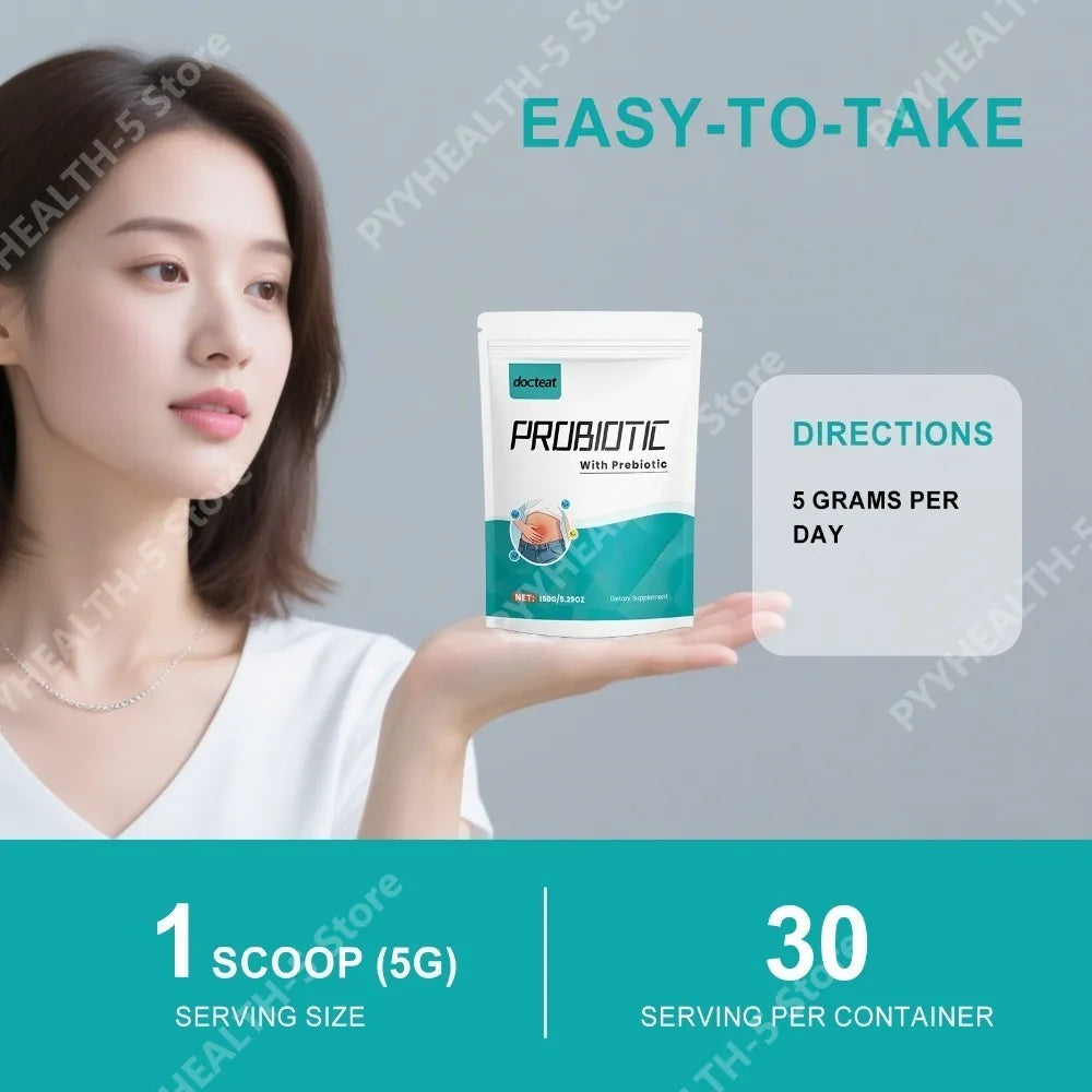 Docteat Probiotic & Prebiotic Powder – 30 Servings | 150g Probiotic Supplement Qst