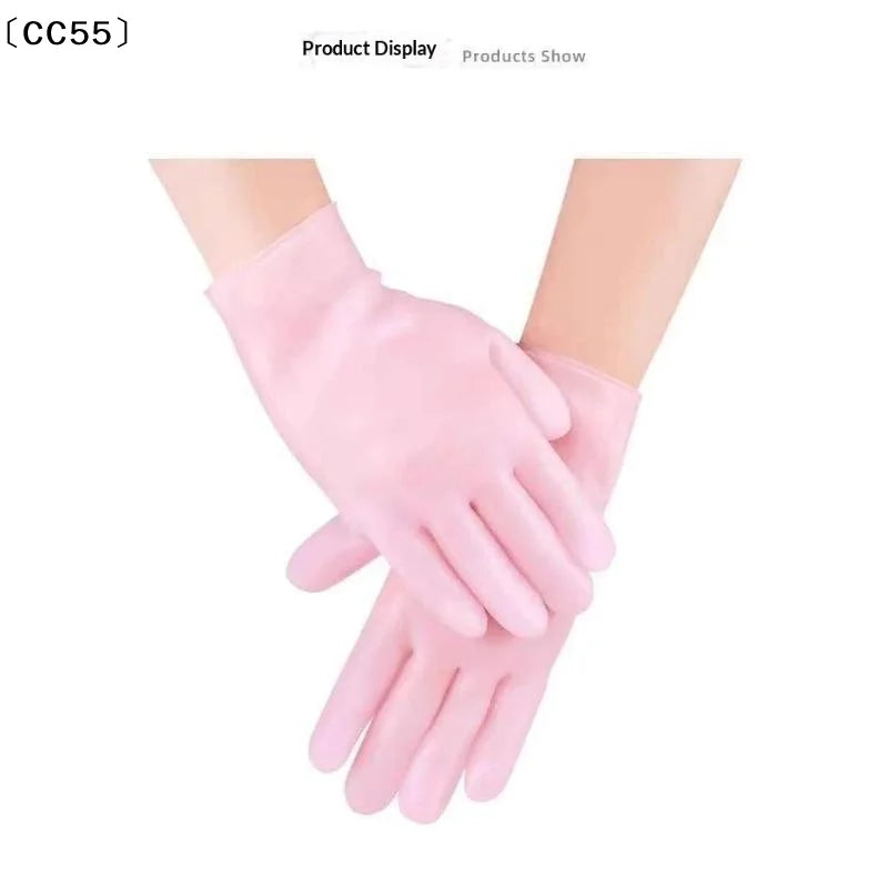 Silicone Moisture Socks & Gloves Set – 4-Pc Non-Slip Reusable Moisturizing Gloves Set Qst