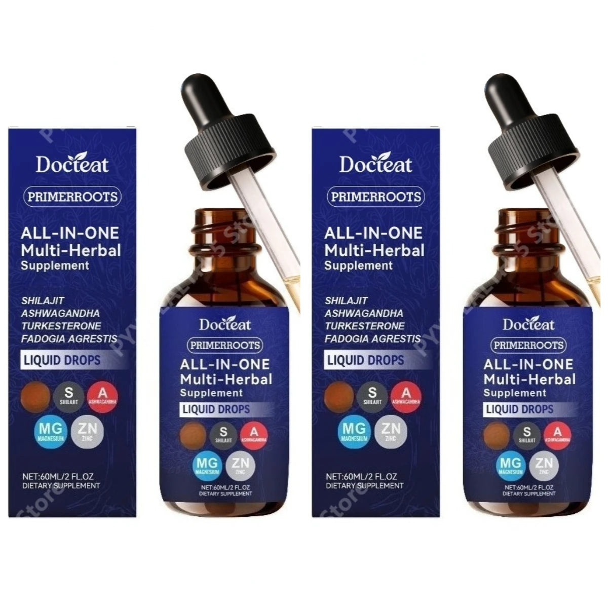 Docteat Herbal Liquid Drops – Zinc, Magnesium & Ashwagandha 60ml Herbal Liquid Supplement Qst 120 ml(Pack of 2)